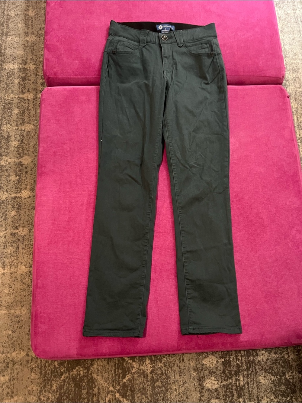 Democracy Straight-Leg Pants with Logo Button